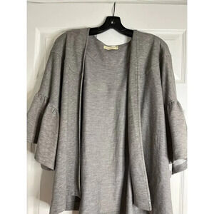 Pebble and Stone Open Front Ruffle Sleeve Cardigan Sweater Women Medium Cottage